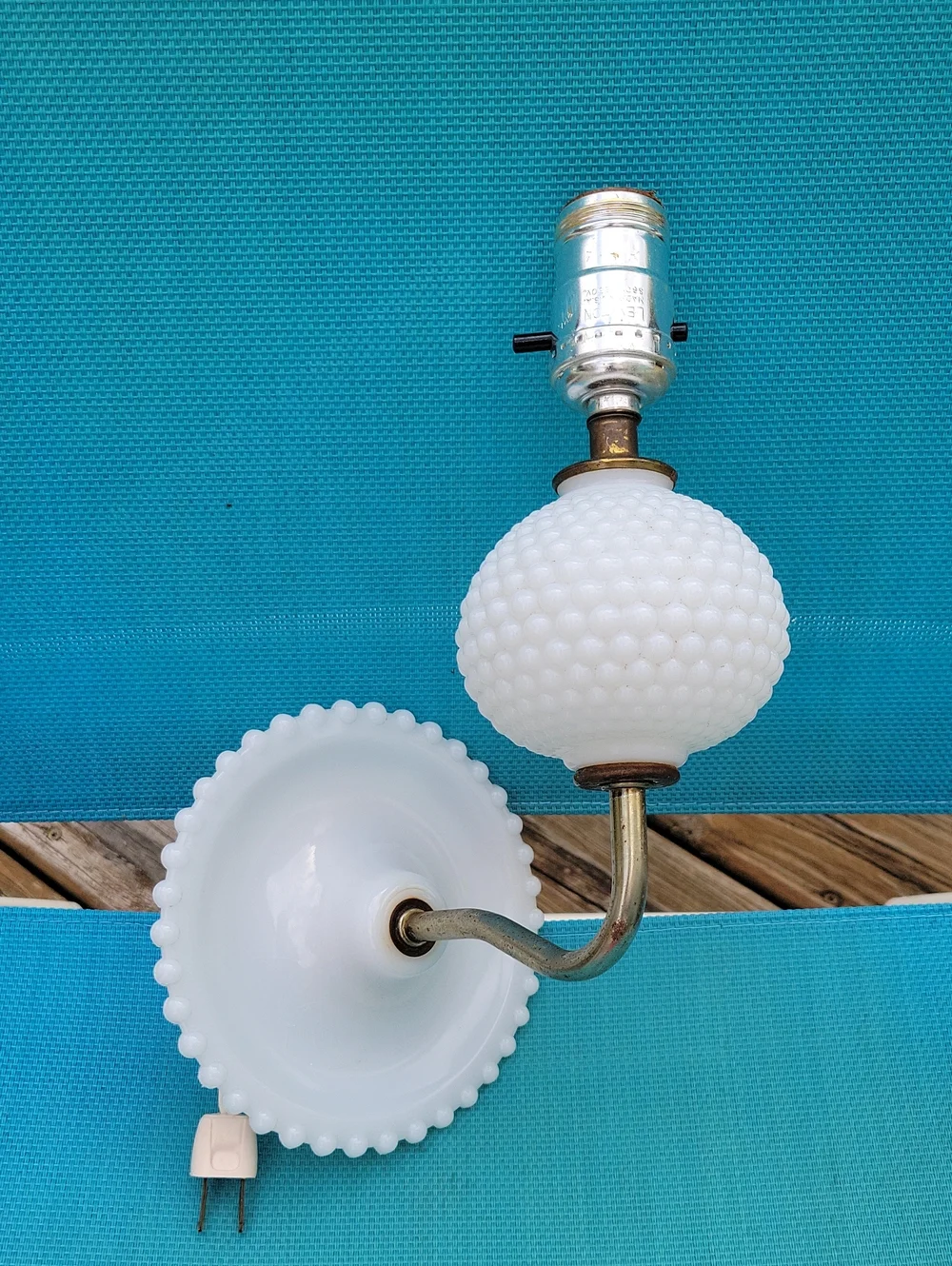 Vintage Milk Glass White Hobnail Wall Sconce Light